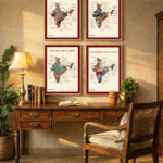 Framed Set of 4 | Maps of India