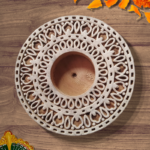 Round China Berry Wooden Block Diya Set