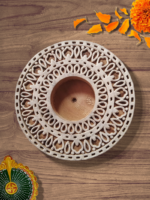 Round China Berry Wooden Block Diya Set