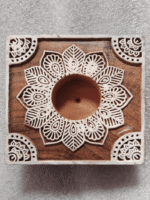 Square China Berry Wooden Block Diya Set - Image 2