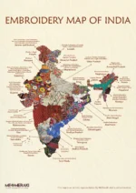 Framed Embroidery of India Map - Image 2